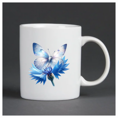 Butterfly Blue Flower Nature Insect Wings Sparkle Vinyl Sticker Decal