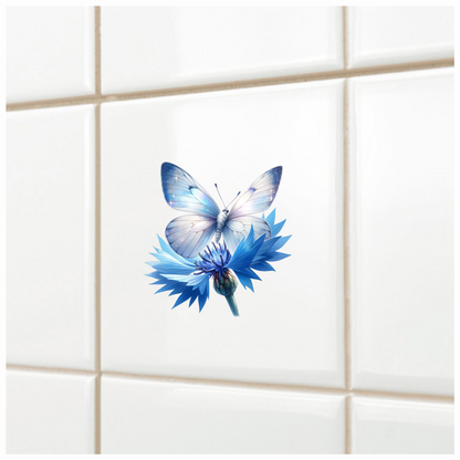 Butterfly Blue Flower Nature Insect Wings Sparkle Vinyl Sticker Decal