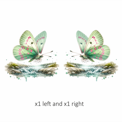 Green Butterfly Flying Water Rocks Vinyl Sticker Decal
