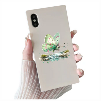 Green Butterfly Flying Water Rocks Vinyl Sticker Decal