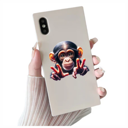 Monkey Brown Fur Cute Eyes Peace Vinyl Sticker Decal
