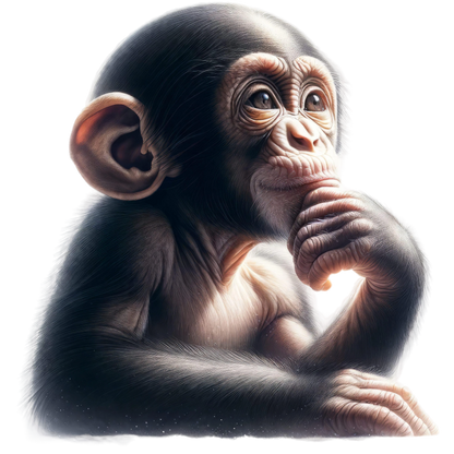 Monkey Black Thoughtful Animal Vinyl Sticker Decal