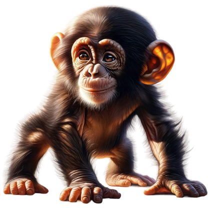 Chimpanzee Brown Fur Sitting Relaxed Vinyl Sticker Decal