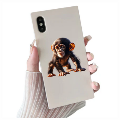 Chimpanzee Brown Fur Sitting Relaxed Vinyl Sticker Decal