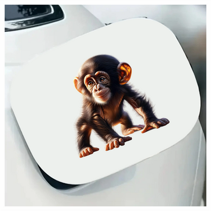 Chimpanzee Brown Fur Sitting Relaxed Vinyl Sticker Decal