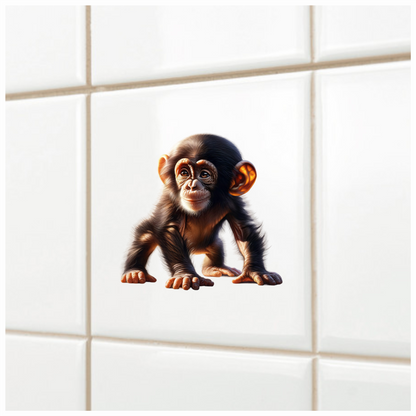 Chimpanzee Brown Fur Sitting Relaxed Vinyl Sticker Decal