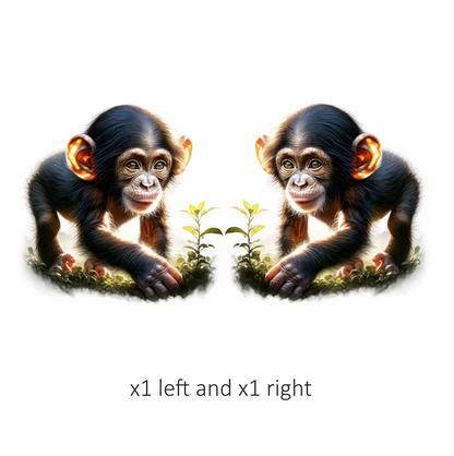 Chimpanzee Brown Green Leaves Forest Vinyl Sticker Decal
