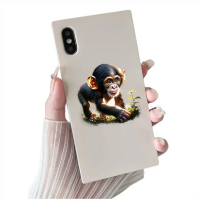 Chimpanzee Brown Green Leaves Forest Vinyl Sticker Decal