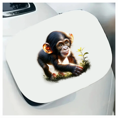 Chimpanzee Brown Green Leaves Forest Vinyl Sticker Decal