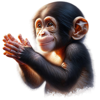 Chimpanzee Brown Clapping Baby Animal Vinyl Sticker Decal