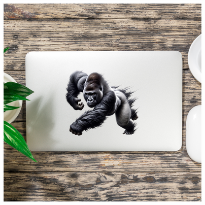 Gorilla Black Strong Muscular Running Action Vinyl Sticker Decal