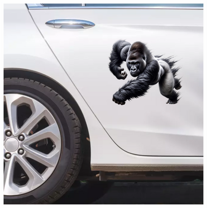 Gorilla Black Strong Muscular Running Action Vinyl Sticker Decal