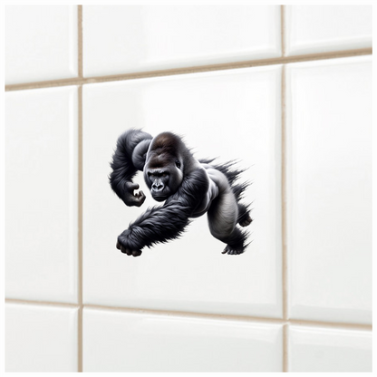 Gorilla Black Strong Muscular Running Action Vinyl Sticker Decal
