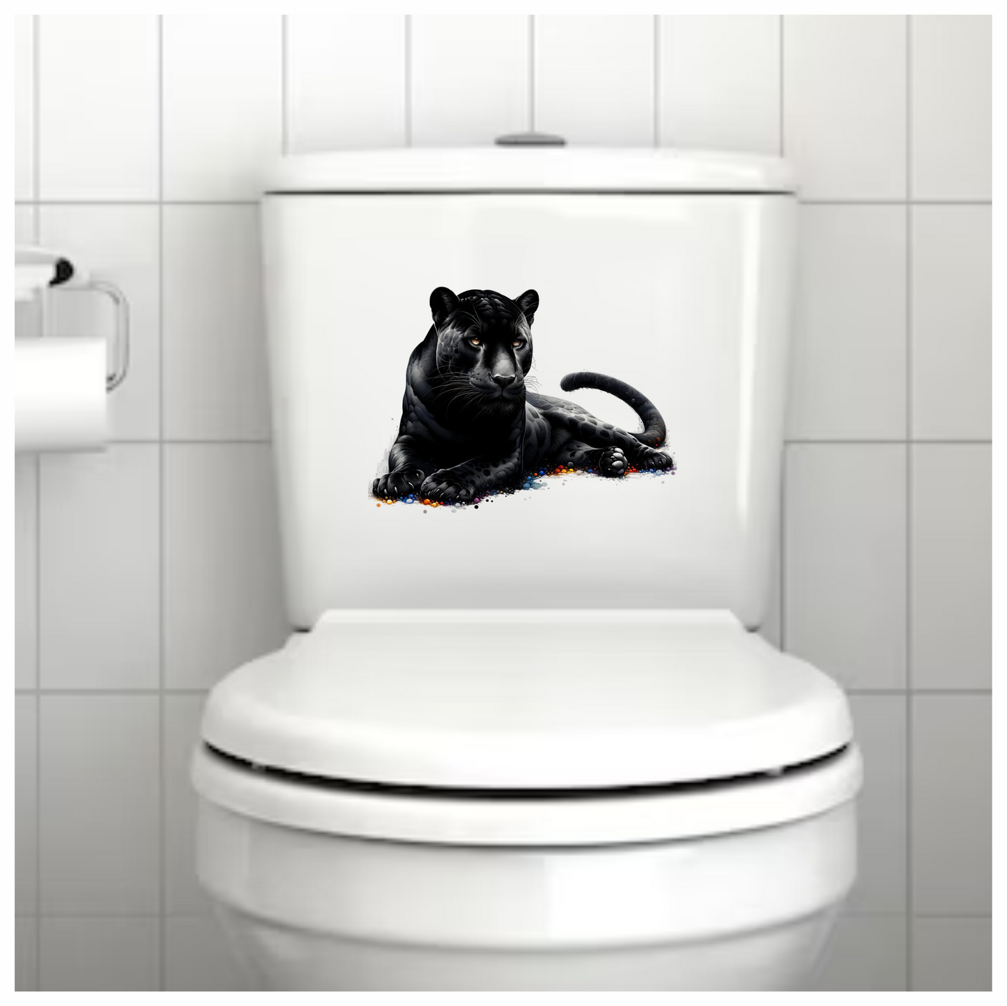 Black Panther Lying Colorful Spots Vinyl Sticker Decal