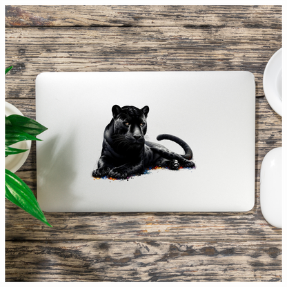 Black Panther Lying Colorful Spots Vinyl Sticker Decal