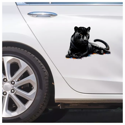 Black Panther Lying Colorful Spots Vinyl Sticker Decal