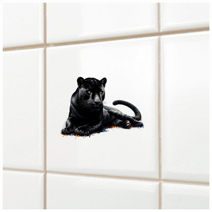 Black Panther Lying Colorful Spots Vinyl Sticker Decal