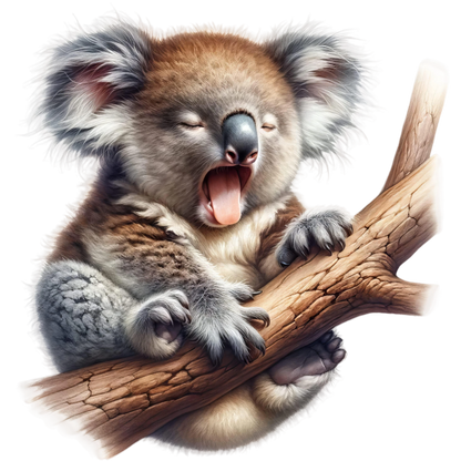 Koala Brown Tree Sleeping Vinyl Sticker Decal