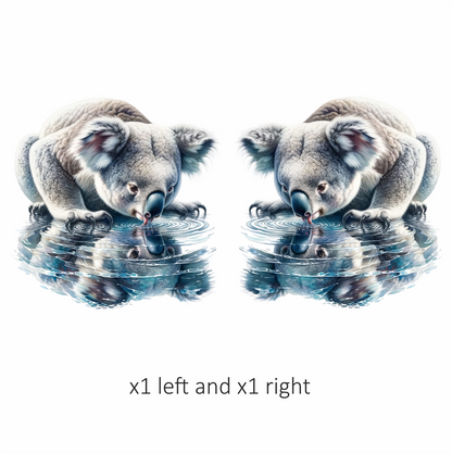 Grey Koala Drinking Water Reflection Vinyl Sticker Decal