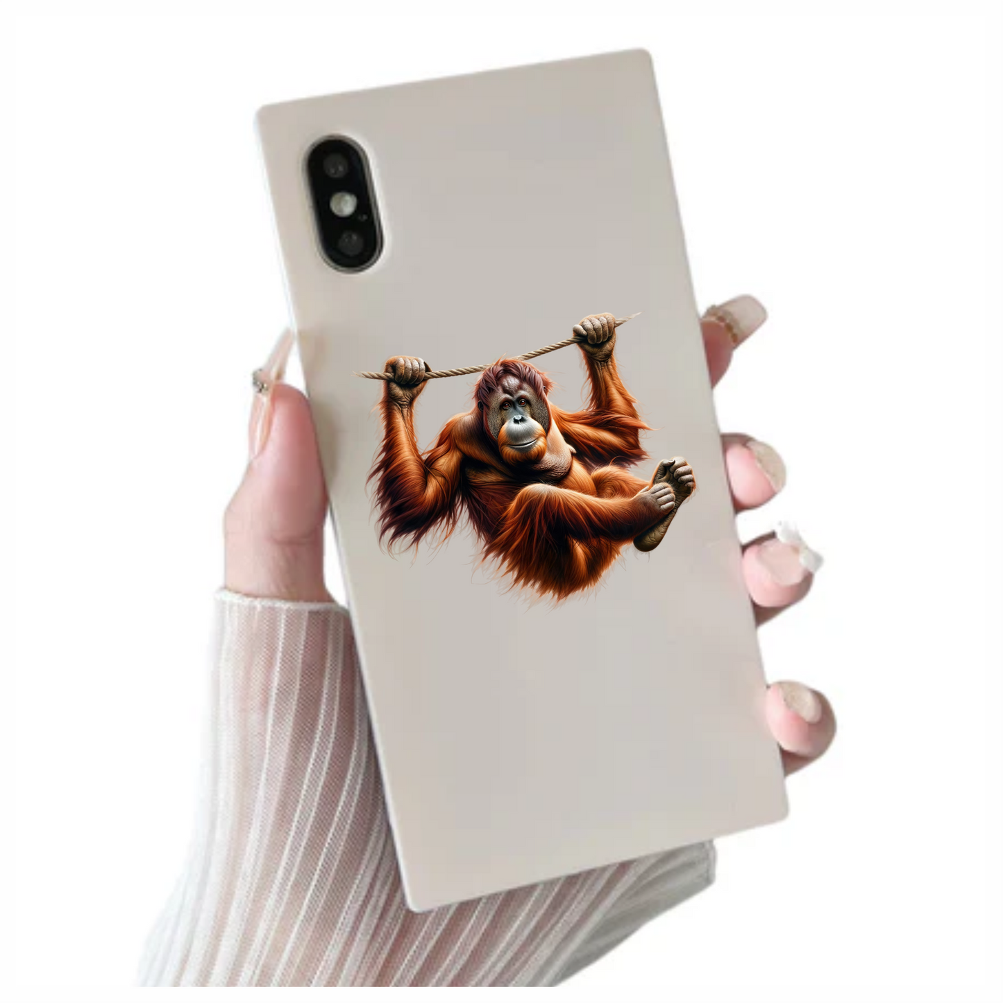 Orangutan Hanging Brown Fur Vinyl Sticker Decal
