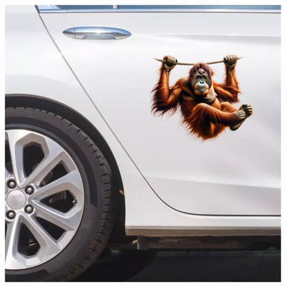 Orangutan Hanging Brown Fur Vinyl Sticker Decal