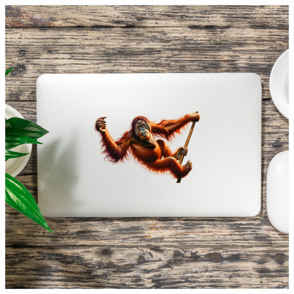 Orangutan Red Hanging Branch Vinyl Sticker Decal