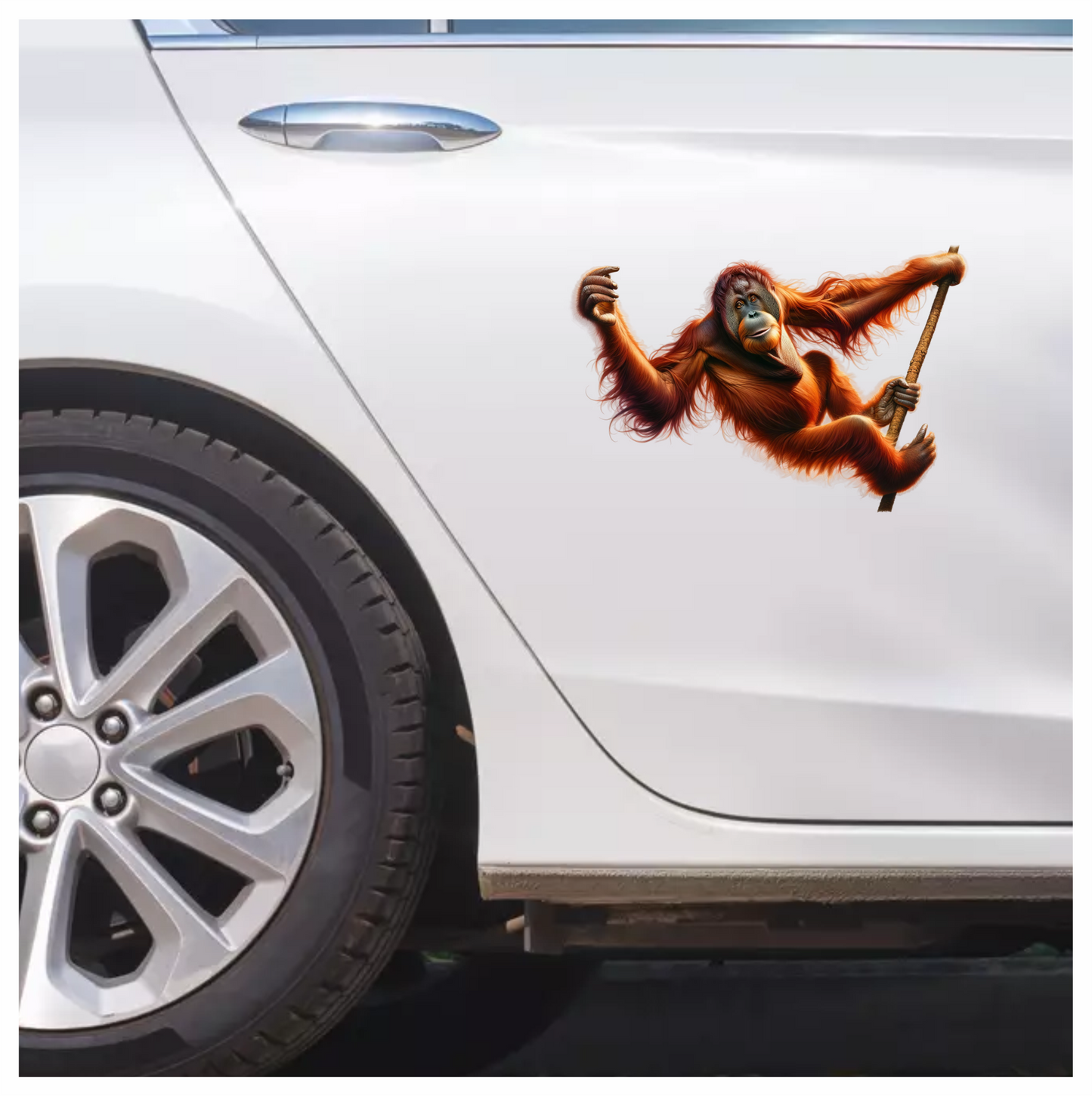 Orangutan Red Hanging Branch Vinyl Sticker Decal