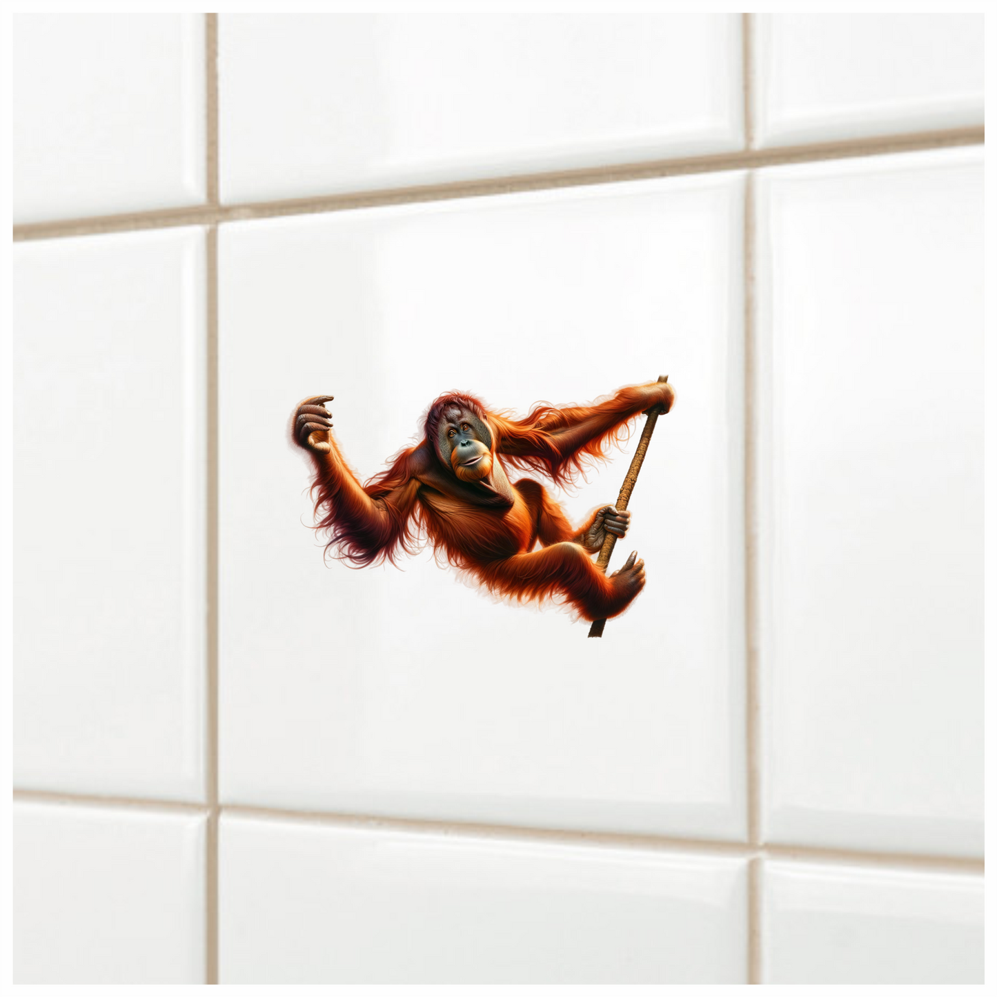 Orangutan Red Hanging Branch Vinyl Sticker Decal