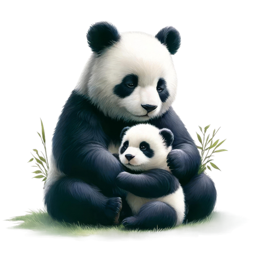 Panda Black White Animal Mother Baby Vinyl Sticker Decal