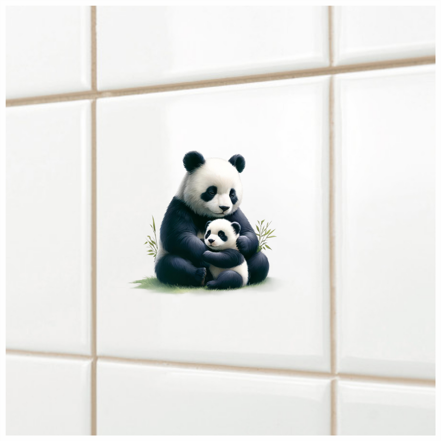 Panda Black White Animal Mother Baby Vinyl Sticker Decal