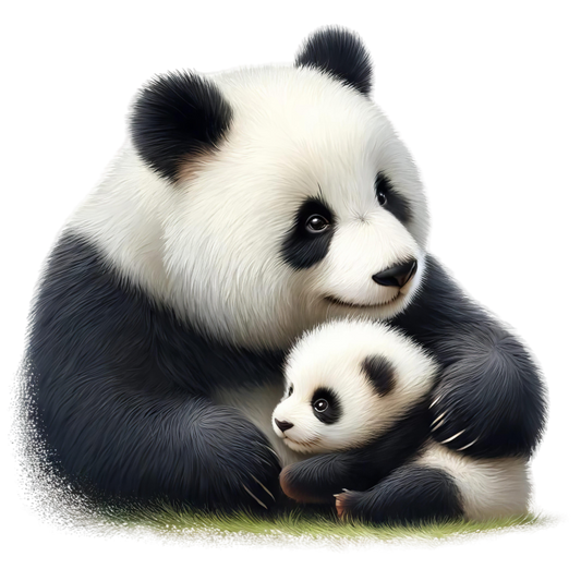 Panda Black White Mother Baby Vinyl Sticker Decal