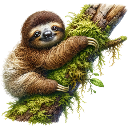 Sloth Brown Moss Tree Vinyl Sticker Decal