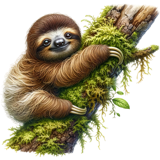 Sloth Brown Moss Tree Vinyl Sticker Decal
