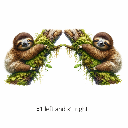 Sloth Brown Moss Tree Vinyl Sticker Decal