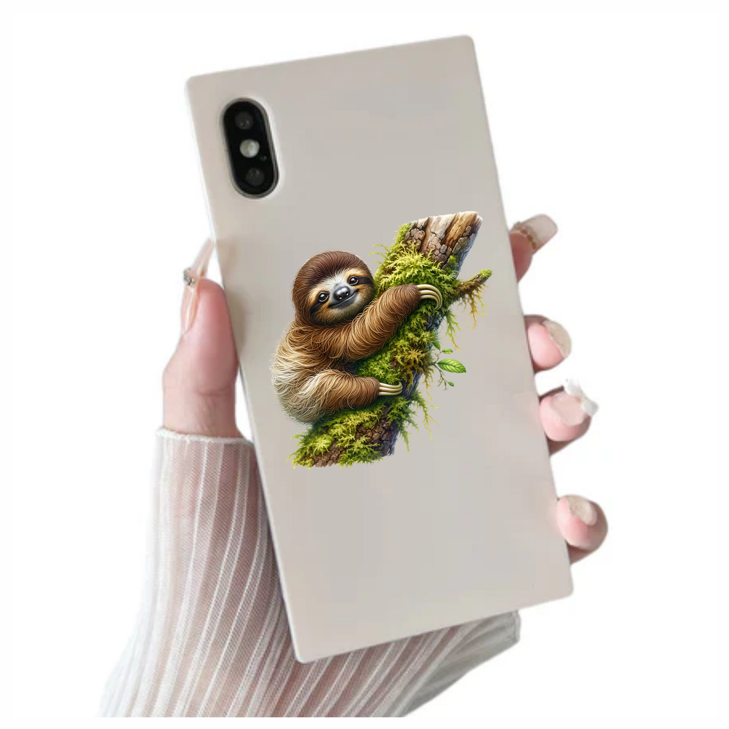 Sloth Brown Moss Tree Vinyl Sticker Decal