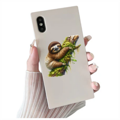 Sloth Brown Moss Tree Vinyl Sticker Decal