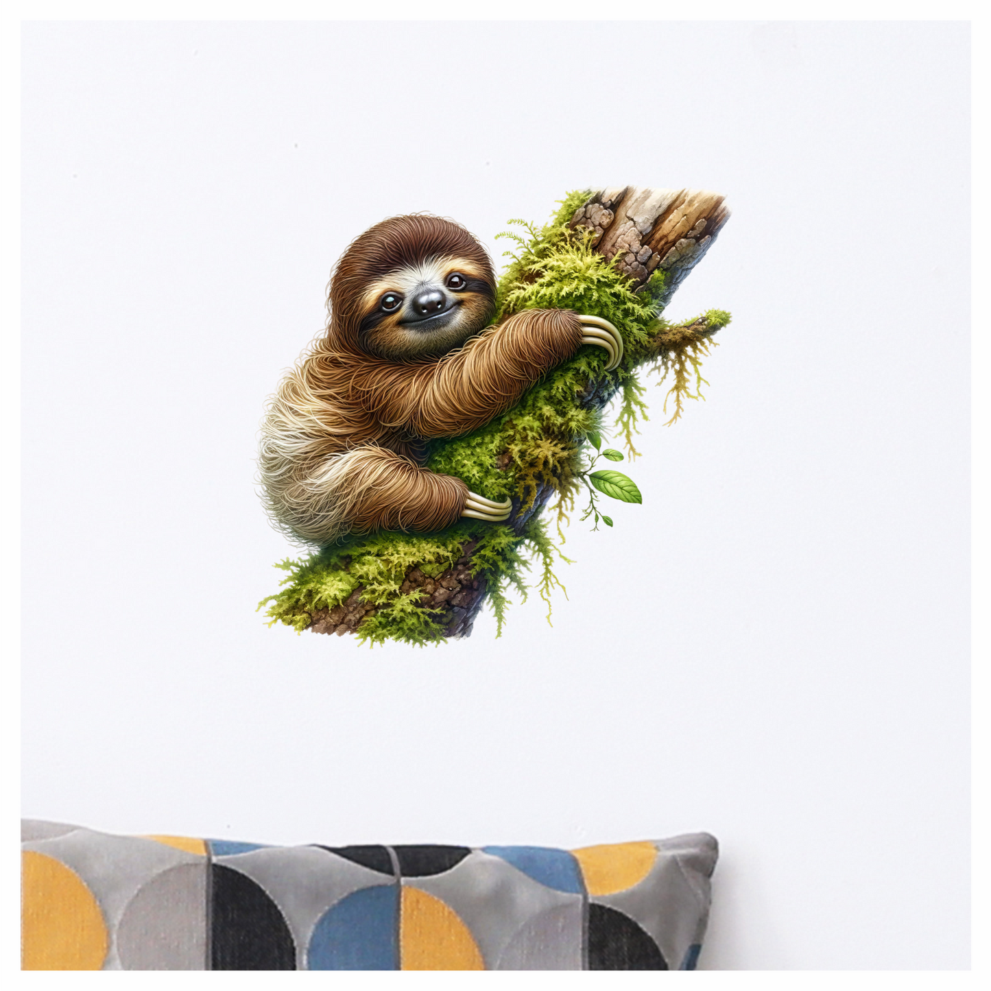 Sloth Brown Moss Tree Vinyl Sticker Decal