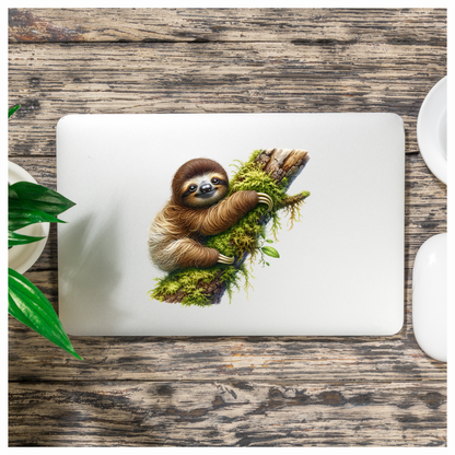 Sloth Brown Moss Tree Vinyl Sticker Decal