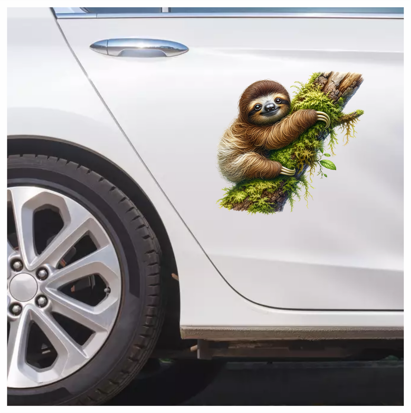 Sloth Brown Moss Tree Vinyl Sticker Decal