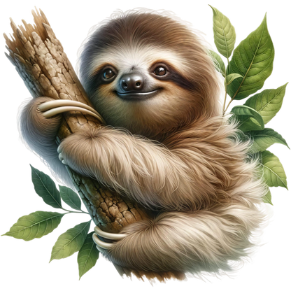 Sloth Brown Leaves Tree Branch Vinyl Sticker Decal