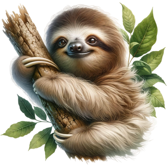 Sloth Brown Leaves Tree Branch Vinyl Sticker Decal