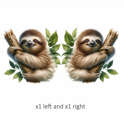 Sloth Brown Leaves Tree Branch Vinyl Sticker Decal