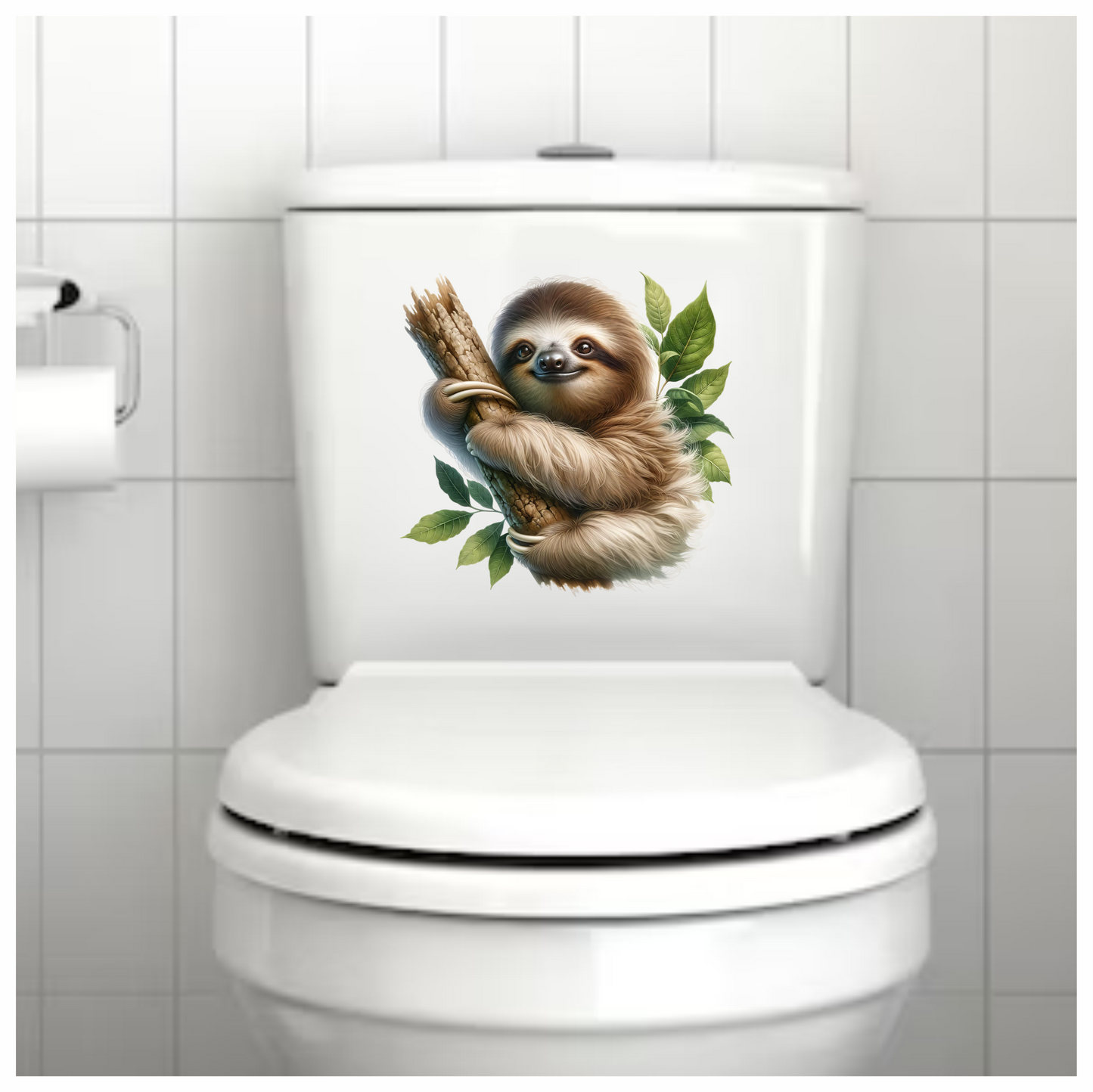 Sloth Brown Leaves Tree Branch Vinyl Sticker Decal