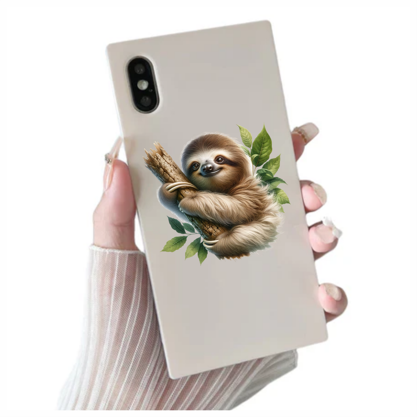 Sloth Brown Leaves Tree Branch Vinyl Sticker Decal