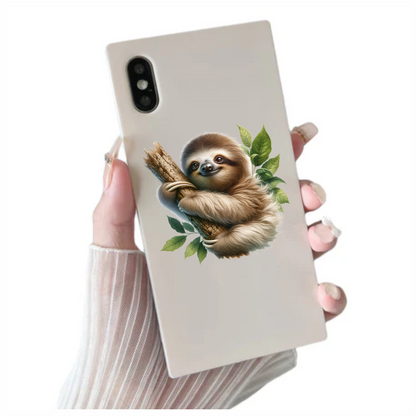 Sloth Brown Leaves Tree Branch Vinyl Sticker Decal