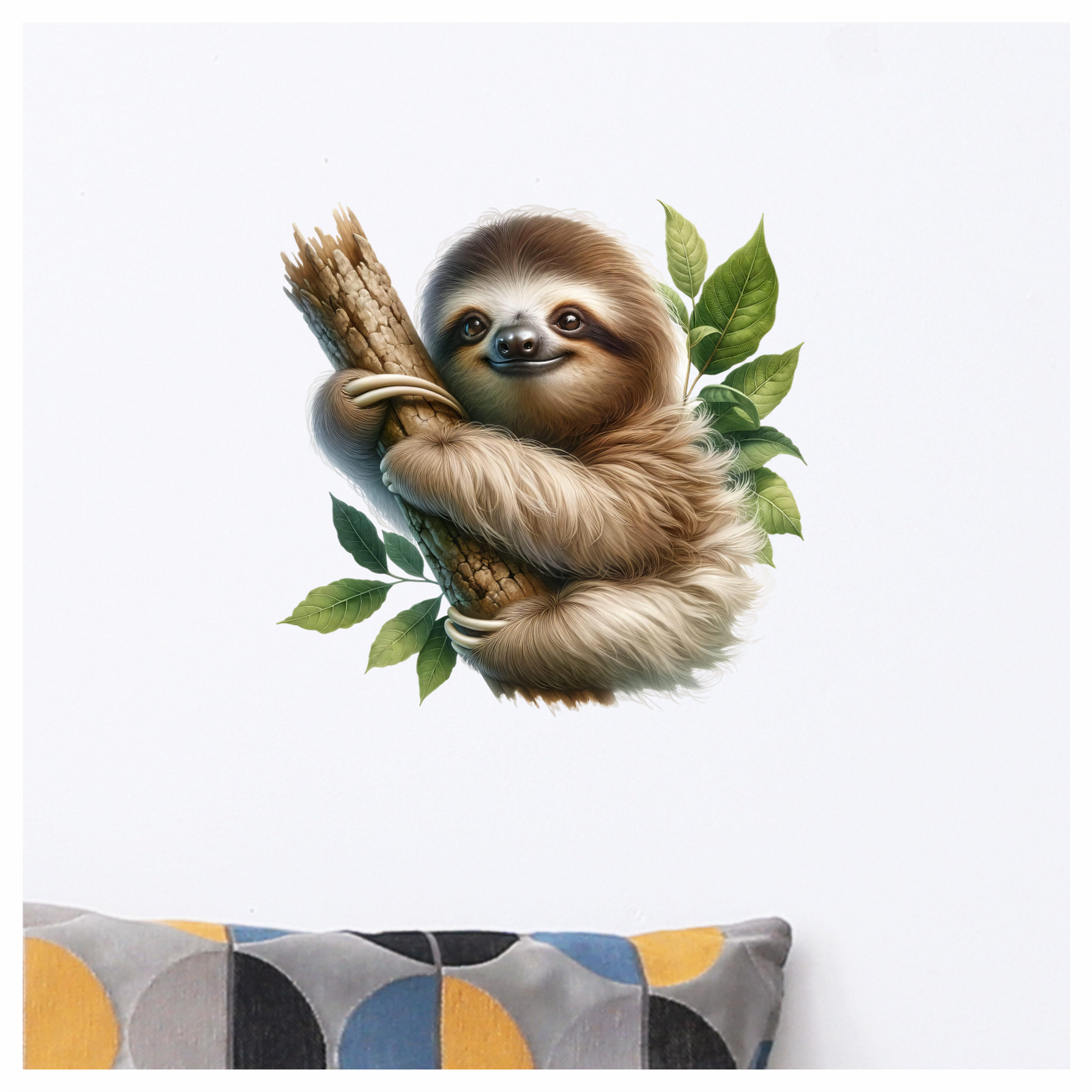 Sloth Brown Leaves Tree Branch Vinyl Sticker Decal