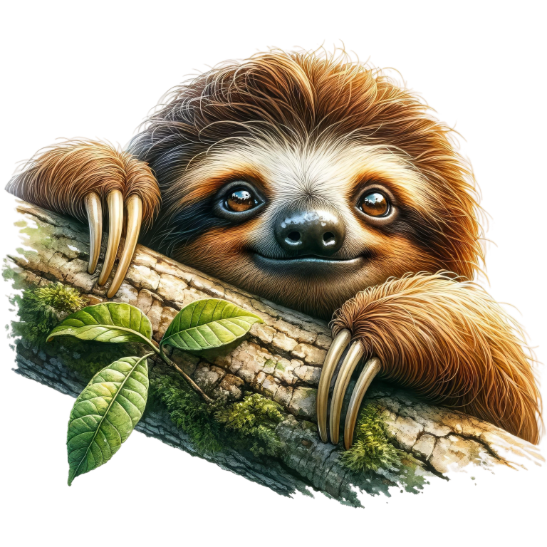 Sloth Brown Animal Tree Leaf Vinyl Sticker Decal
