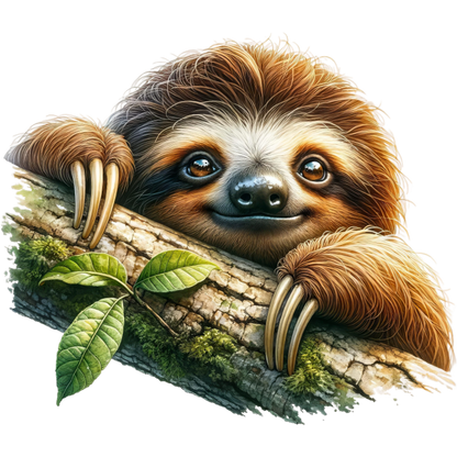Sloth Brown Animal Tree Leaf Vinyl Sticker Decal