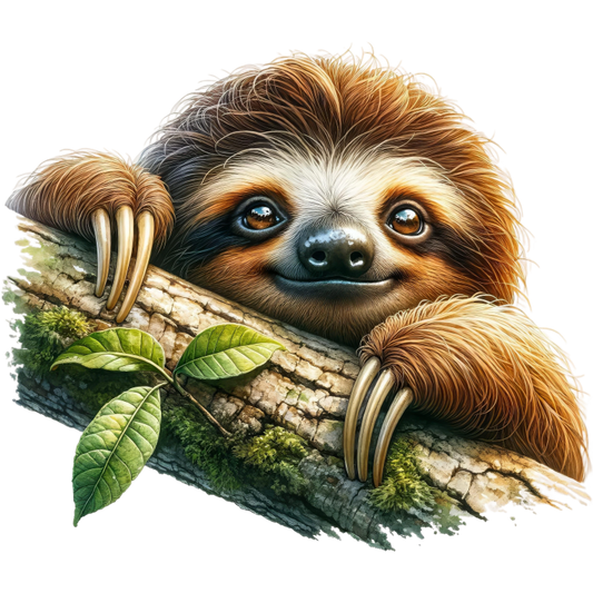 Sloth Brown Animal Tree Leaf Vinyl Sticker Decal
