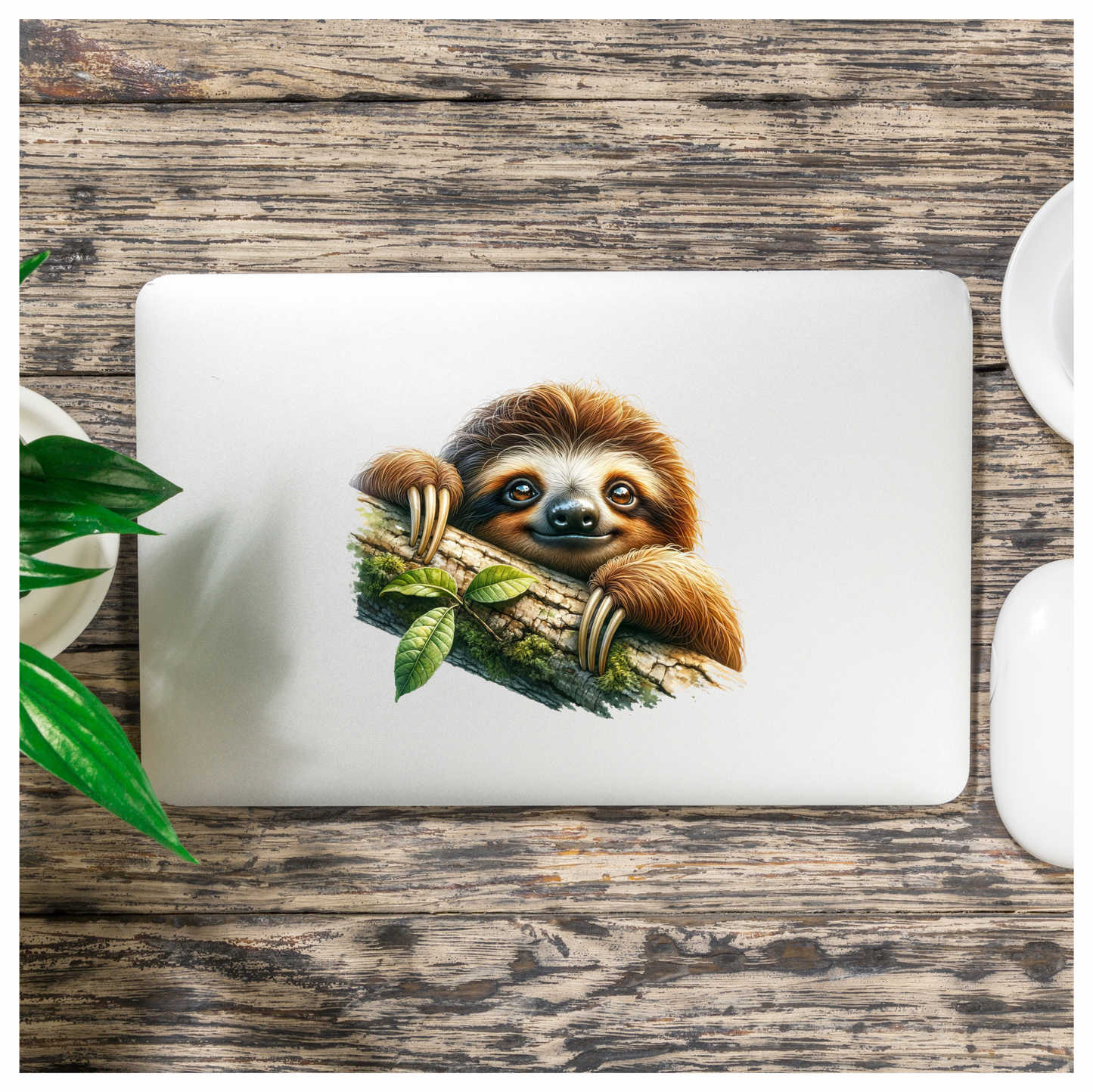 Sloth Brown Animal Tree Leaf Vinyl Sticker Decal